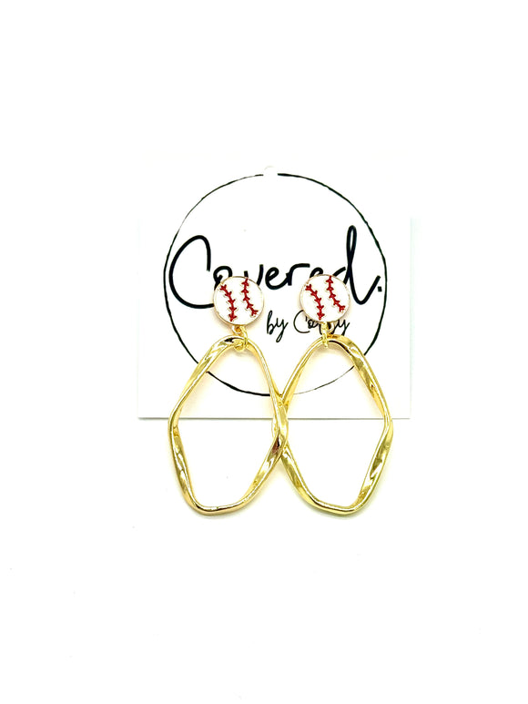 Baseball + Gold Oval Hoops