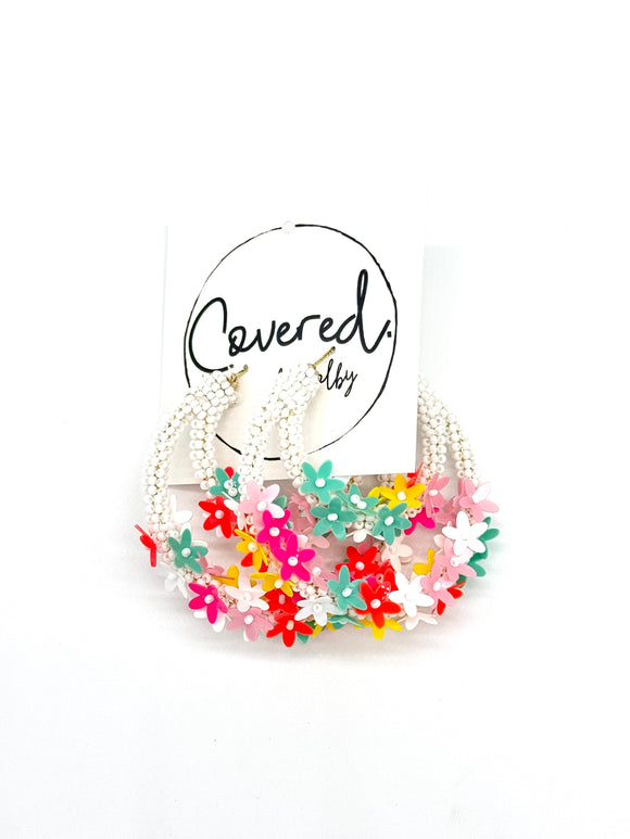 Floral Double Hoops