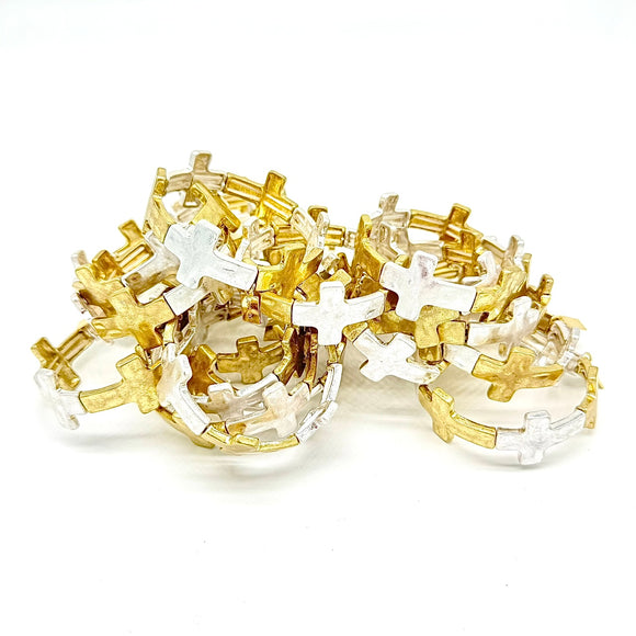 Hammered Cross Bracelet