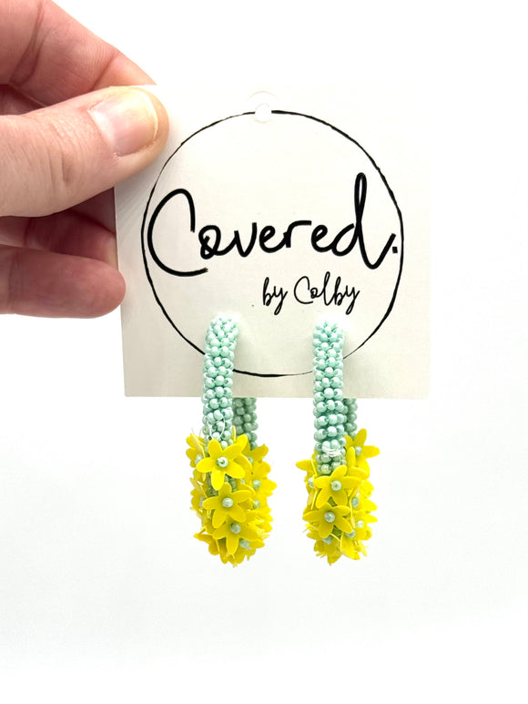 Mint + Yellow Flowers