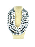 Layered Necklace - Marbled Grey + White