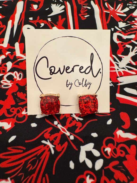 Sparkly Red Studs